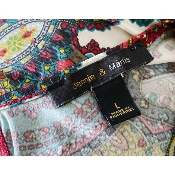 JENNIE & MARLIS Womens Size Large Bell Sleeve Keyhole Neck Faux Wrap Boho Shirt - Picture 10 of 10